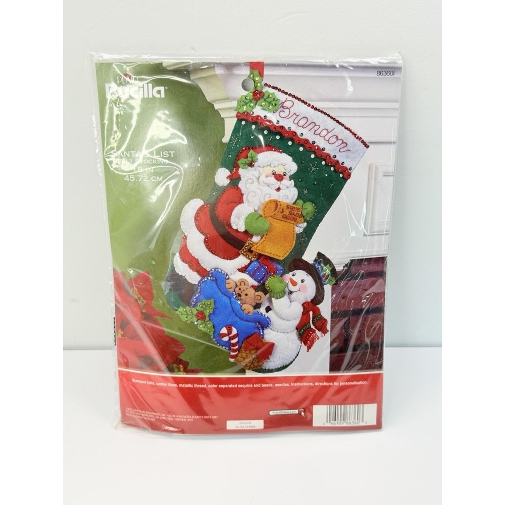 Bucilla 2012 "Santa's List" Felt Stocking Sequin & Beaded DIY Kit 863601